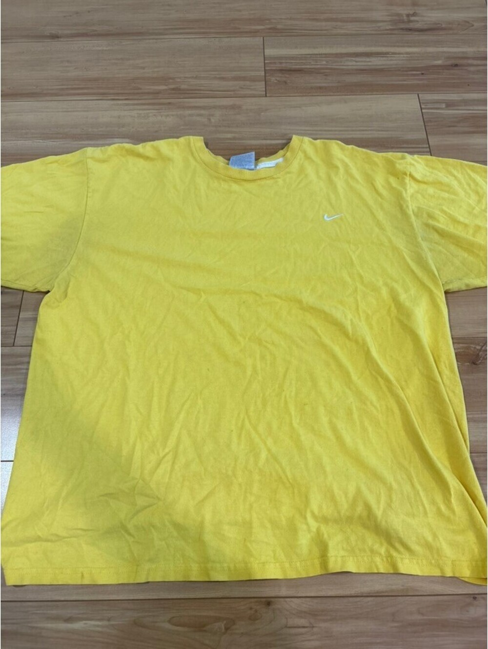Vintage Y2K Nike Mini Swoosh Blank T-Shirt XL Yellow Grey Tag